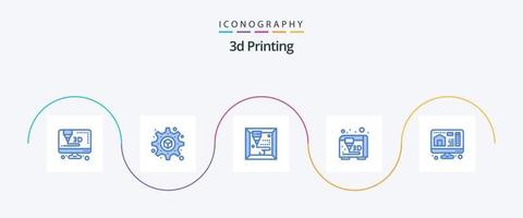 3d utskrift blå 5 ikon packa Inklusive Hem. utskrift. utskrift. 3d vektor