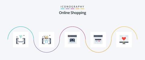 Online-Shopping Flat 5 Icon Pack inklusive Like. Favorit. online. online. Kredit vektor