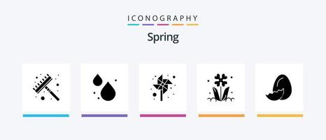 Spring Glyph 5 Icon Pack inklusive Spring. Ostern. Windrad. Ei. Natur. kreatives Symboldesign vektor