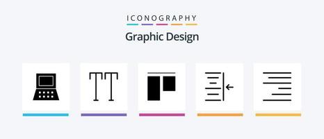 Design Glyph 5 Icon Pack inklusive . Vertikale. Text. ausrichten. kreatives Symboldesign vektor