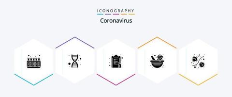 Coronavirus 25 Glyphen-Symbolpaket einschließlich Virusimpfstoff. Apotheke. Virus. Medizin. Impfung vektor