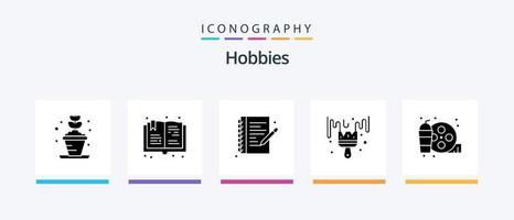 Hobbys Glyph 5 Icon Pack inklusive Getränk. Hobby. Hobbys. Hobbys. Bürste. kreatives Symboldesign vektor