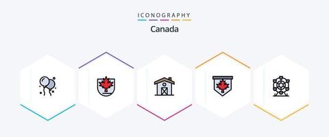 Kanada 25 Filledline Icon Pack inklusive Kanada. Park. Haus. riese. Kanada vektor