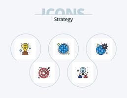 Strategielinie gefüllt Icon Pack 5 Icon Design. . Rakete. Finanzen. Laptop. teilen vektor