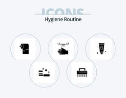 Hygiene-Routine-Glyphen-Icon-Pack 5 Icon-Design. Kosmetik. Hand. Reinigung. Trockner. Badezimmer vektor