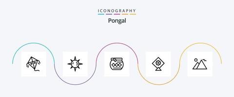 Pongal Line 5 Icon Pack inklusive Sonne. Wahrzeichen. Wasser. Gizeh. Festival vektor
