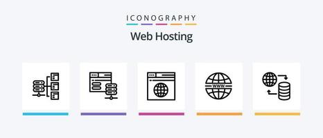 Webhosting Line 5 Icon Pack inklusive Server. Internet. Bewirtung. Server. Wolke. kreatives Symboldesign vektor
