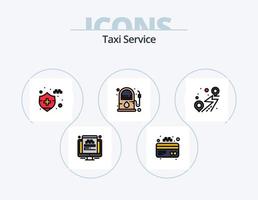 Taxi-Service-Linie gefüllt Icon Pack 5 Icon-Design. Gespräch. Taxi. Gebäude. Schlüsselanhänger. Ausrüstung vektor