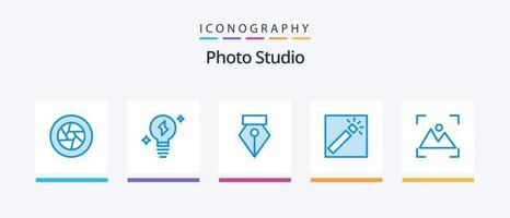 Fotostudio Blau 5 Icon Pack inklusive Foto. Ernte. Editor. retuschieren. Fotograf. kreatives Symboldesign vektor