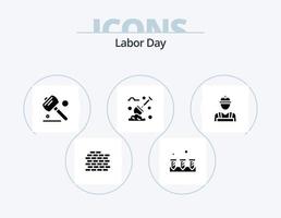 Labor Day Glyph Icon Pack 5 Icon Design. Pflanzen. Gartenarbeit . Hardware. Spaten . Werkzeug vektor