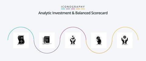 Analytische Investition und Balanced Scorecard Glyph 5 Icon Pack inklusive Hand. berühren. Grad. erheben. Wachstum vektor
