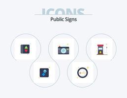 öffentliche Schilder flach Icon Pack 5 Icon Design. Fotografie. Foto. Rauch. Kamera. Fahrstuhlanzeige vektor