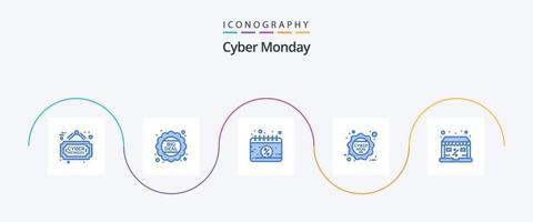 Cyber Monday Blue 5 Icon Pack inklusive Shop. Rabatt. Datum. Verkauf. Rabatt vektor