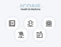 Gesundheit und Medizin Linie Icon Pack 5 Icon Design. Gesundheit. Atom. Krankenhaus. Medizin. Krankenhaus vektor