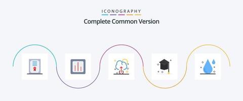 komplett allmänning version platt 5 ikon packa Inklusive släppa. blod. moln. universitet. utbildning vektor