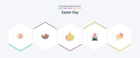 Ostern 25 Flat Icon Pack inklusive Ei. Ei. Nest. Globus. Ostern vektor