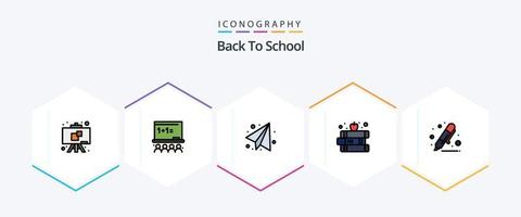 Back to School 25 Filledline Icon Pack inklusive Textmarker. Zeichnung. Ausbildung. zurück zur Schule. Schule vektor