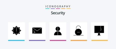 Security Glyph 5 Icon Pack inklusive Sicherheit. Sicherheit. Benutzerbild. Vorhängeschloss. Dieb. kreatives Symboldesign vektor