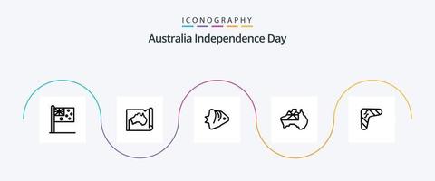 Australien Unabhängigkeitstag Linie 5 Icon Pack inklusive Land. Australien. Karte. Banner. Ozean vektor