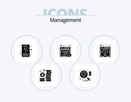 Management-Glyphen-Icon-Pack 5-Icon-Design. Geschäftsidee. online. Management. Unterlagen. Artikel vektor