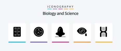 biologi glyf 5 ikon packa Inklusive skola. utbildning. medicin. dna. tårar. kreativ ikoner design vektor