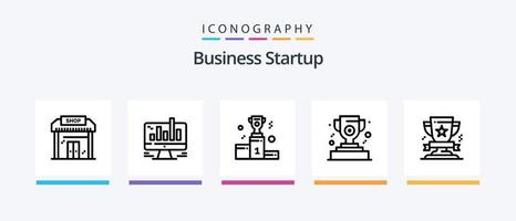 Business Startup Line 5 Icon Pack inklusive Blatt. Start-up. Tasse. Rakete. Geschäft. kreatives Symboldesign vektor