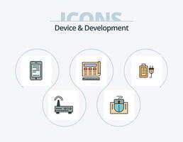 Gerät und Entwicklungslinie gefüllt Icon Pack 5 Icon Design. überwachen. an aus. Algorithmus. schalten. Einstellung vektor