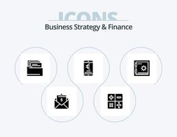 Geschäftsstrategie und Finanzen Glyph Icon Pack 5 Icon Design. online. Zahlung . Mathematik. Handy, Mobiltelefon . dokumentieren vektor