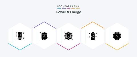 Kraft und Energie 25 Glyphen-Icon-Pack inklusive Energie. Batterie. Leistung. Leistung. Molekül vektor