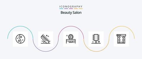 Beauty Salon Line 5 Icon Pack inklusive Kosmetik. Schönheit. Friseur. Spiegeltisch. Schminktisch vektor