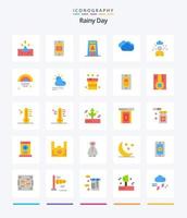 kreatives regnerisches 25 flaches Icon Pack wie Cloud. regnerisches Wetter. Signal. regnen. Wolke regnet vektor