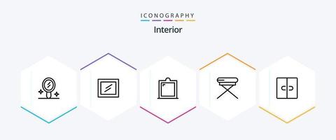 interiör 25 linje ikon packa Inklusive . interiör. . möbel vektor
