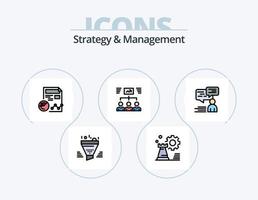 strategi och förvaltning linje fylld ikon packa 5 ikon design. Graf. analyser. styrelse. uppdrag. projekt vektor
