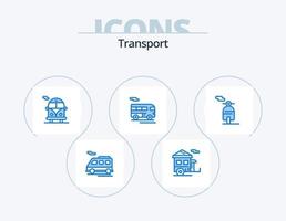 Transport blau Icon Pack 5 Icon Design. Transport. Motor. Bus. Fahrzeug. Coach vektor