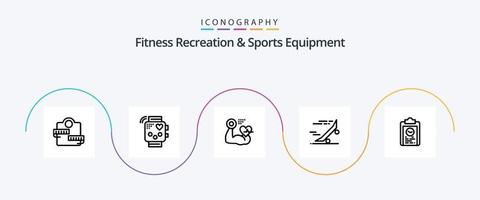Fitness-Erholungs- und Sportausrüstung Linie 5 Icon Pack einschließlich Skateboard. Reiten. Überwachung. Fahrt. schlagen vektor