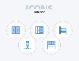 Inneres blaues Icon-Pack 5-Icon-Design. . Kleiderschrank. vektor