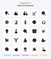 Creative Science 25 Glyph Solid Black Icon Pack wie Reagieren. Wissenschaft. Biologie. Molekül. suchen vektor