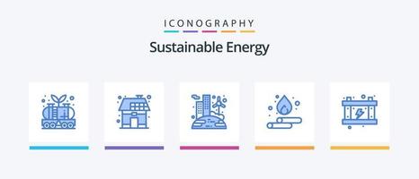 hållbar energi blå 5 ikon packa Inklusive energi. vår. kraft. sloka. sol. kreativ ikoner design vektor