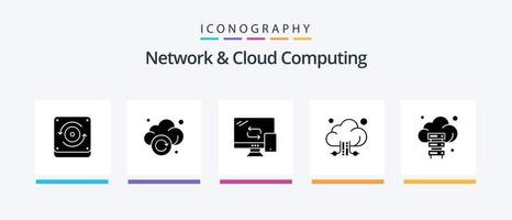 Netzwerk- und Cloud-Computing-Glyphen-5-Icon-Pack einschließlich Speicher. Wolke. Handy, Mobiltelefon. Technologie. Verbindung. kreatives Symboldesign vektor