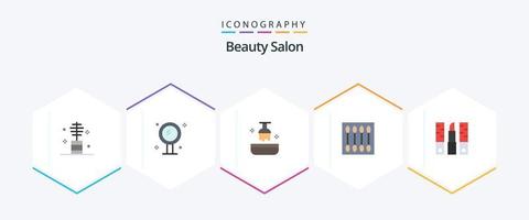 Schönheitssalon 25 Flat Icon Pack inklusive Make-up. Kosmetika. Spiegel. Schönheit. Haar vektor
