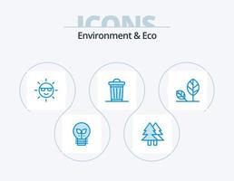 miljö och eco blå ikon packa 5 ikon design. träd. växt. glad. miljö. natur vektor