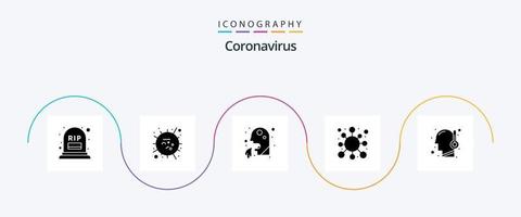 Coronavirus Glyph 5 Icon Pack inklusive Virus. Epidemie. Virus. Krankheit. Mann vektor