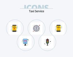 taxi service platt ikon packa 5 ikon design. mobil app. bok cab. cab. trafik. meter vektor