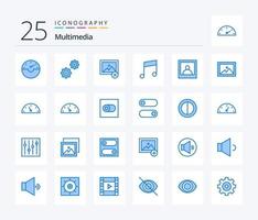 multimedia 25 blå Färg ikon packa Inklusive mätare. bild. Foto. album. man vektor
