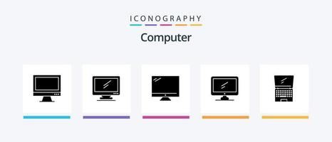 Symbolpaket für Computerglyphen 5 einschließlich . Laptop. kreatives Ikonendesign vektor