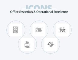 kontor väsentliga och operativ excellens linje ikon packa 5 ikon design. kolla upp lista. data. Rapportera. hypnos. företag vektor
