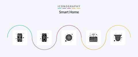 Smart Home Glyph 5 Icon Pack inklusive Herd. schlau. Telefon. Ofen. Belüftung vektor