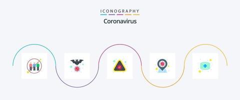 Coronavirus Flat 5 Icon Pack inklusive lu. Covid-Infektionsort. Grippe. Coronavirus. Virus vektor