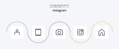 Instagram Line 5 Icon Pack inklusive Instagram. Sozial. Zeitleiste. Foto. Kamera vektor