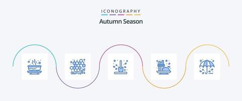 höst blå 5 ikon packa Inklusive krydda. kaffe. viskös. kanel. skopa vektor